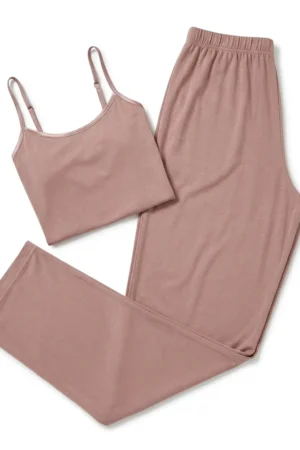 Pijamas de Mujer Pantalón Largo con Camisa en Tiras