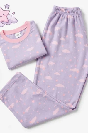 Pijama Niña Pantalón Largo y Manga Corta - Franela de Algodón (Ref. 01)